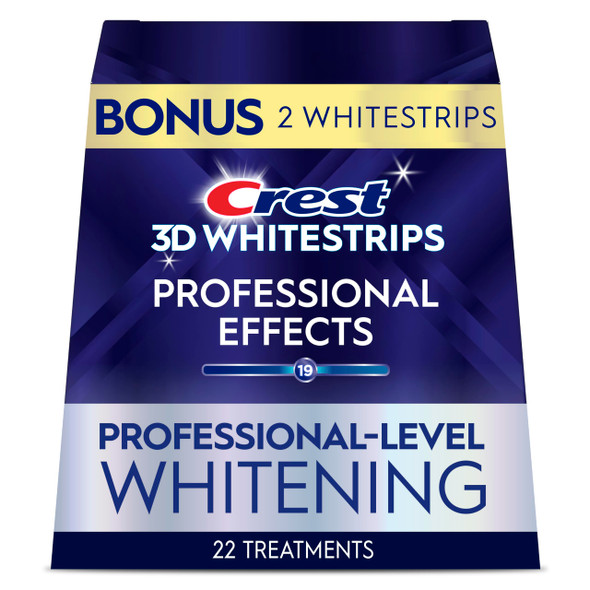 Crest 3D Whitestrips Professional Effects Teeth Whitening Kit 22 Treatments (20 2 Bonus) Each With 1 Upper/1Lower 44 Strips Crest 3Dwhite Teeth Whitening Strips