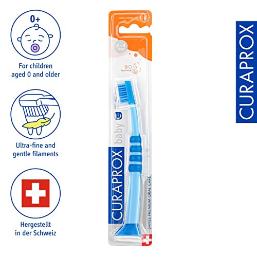 Curaprox Baby Toothbrush For Infants And Toddlers Ultra-Soft Bristles For Gentle Cleaning Blue-Blue Single Pack