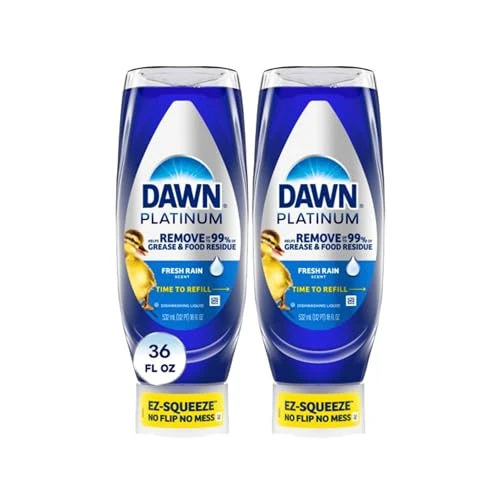 Dawn Platinum Ez-Squeeze Dish Soap Dishwashing Liquid Fresh Rain 2X18Oz Bundle