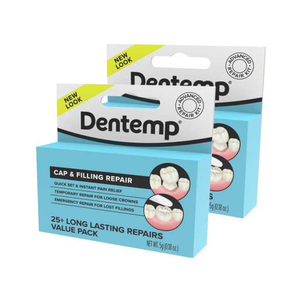 Dentemp Maximum Strength Loose Cap And Lost Filling Repair - Dental Repair Kit For Instant Pain Relief - Value Pack (5G (Pack Of 2))