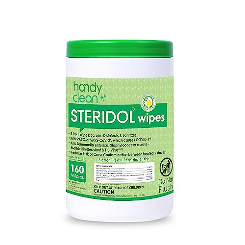 Diamond Wipes Steridol Wipes Canister Hard Surface Wipes Multipurpose Cleaning 160 Count Fresh Lemon Scent Industrial Grade For Business Use