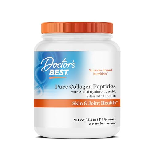 Doctor'S Best Pure Collagen Peptides W/Hyaluronic Acid - Collagen Powder Supplement For Women & Men Unflavored 18 G Protein & 90 Mg Vitamin C Per Serving Supports Healthy Skin & Hair 14.8 Oz