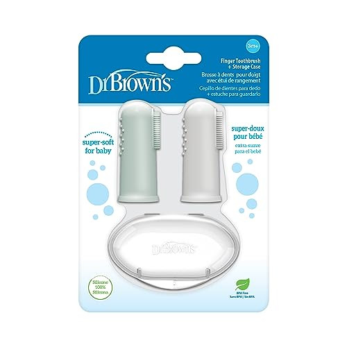 Dr. Brown'S 100 Silicone Baby Finger Toothbrush And Toothpaste Set 2-Pack Toothbrush & Infant-To-Toddler Training Toothbrush Soft For Baby'S First Teeth Giraffe 0 3 Years