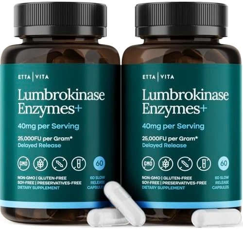 Etta Vita Potent Lumbrokinase Supplement (120 Servings) 40Mg/Serving (Max Activity - 800000 Units) - Lumbrokinase Enzymes Capsules For Energy Support Digestion Cognition & Gut Health - Similar To Nattokinase