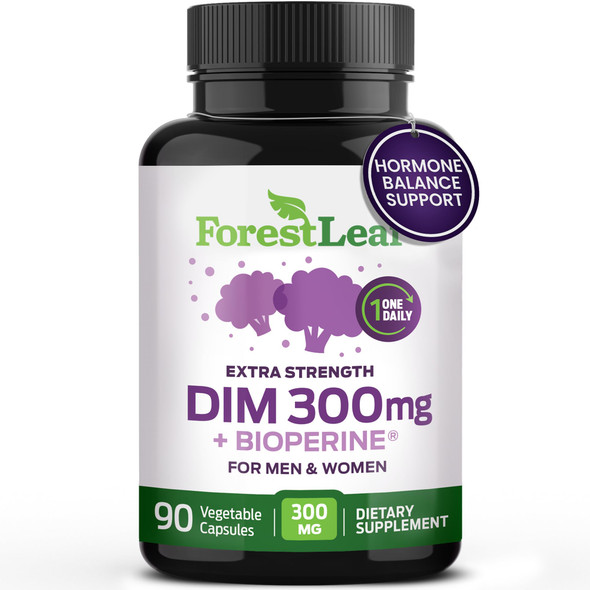 Forestleaf Dim Supplement - 300Mg Dim Estrogen Supplement For Women/Men - Diindolylmethane With Bioperine Black Pepper - Support For Detox Metabolism Hormone Balance & Menopause 90 Caps