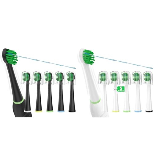 Fregum Replacement Toothbrush Heads For All Waterpik Sonic Fusion Models (Sf-01 Sf-02 Sf-03 And Sf-04 Series) Compact With Covers Black And White (10 Count)