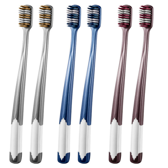 Fregum 8811 Toothbrush Soft Bristle Adult - Dual Bristle Design Spiral & Medium Soft Bristles 6 Count