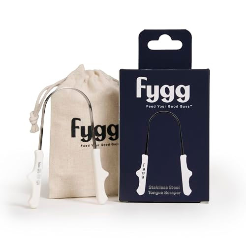Fygg Stainless Steel Tongue Scraper With Cotton Storage Bag Gentle Oral Care Tool For All Ages