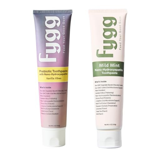 Fygg 2-Pack Fluoride-Free Toothpaste (Mild Mint Vanilla) Advanced Nano-Hydroxyapatite Formula For Sensitive Teeth Whitening And Remineralization (4Oz Each)