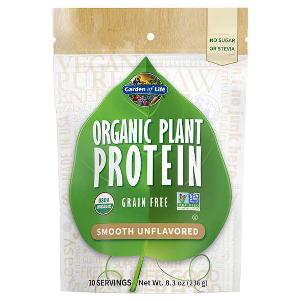 Garden Of Life Organic Plant Protein Unflavored Protein Powder With Probiotics & Enzymes Plant Based Powder Amino Acids Non-Gmo Grain-Free Gluten-Free Vegan 10 Servings