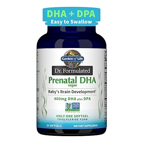 Garden Of Life Dr. Formulated Prenatal Vegan Dha - Certified Vegan Omega 3 Supplement With 400Mg Dha Dpa From Algal Omega 3 In Triglyceride Form Non-Gmo 30 Softgels
