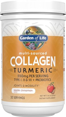 Garden Of Life Multi-Sourced Collagen Peptides Turmeric Powder - Apple Cinnamon 20 Servings For Women Men Joints Mobility Hydrolyzed Collagen Protein Powder Supplements
