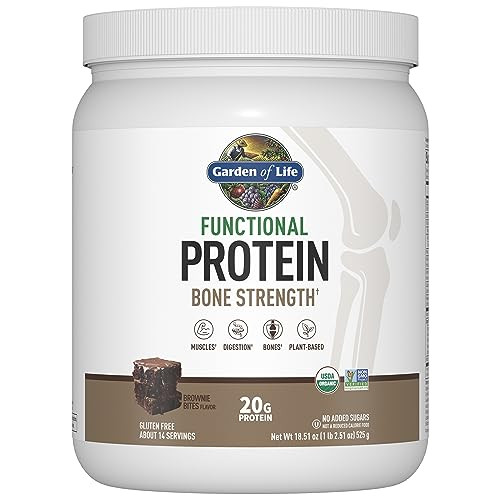 Garden Of Life Organic Vegan Protein Powder 20G Plant Based Protein With Calcium D3 K2 Mk-7 & Magnesium For Bone Strength Prebiotics & Probiotics For Digestion Brownie Bites Flavor 14 Servings