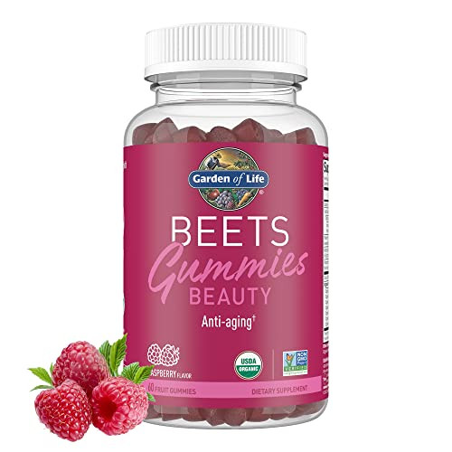 Garden Of Life Organic Beet Root Gummies Made Of Pectin With Antioxidants Vitamin C Biotin & B12 For Hair Skin & Nails Beets Beauty Gummies Vegan Gluten Free Non Gmo Raspberry 30 Servings
