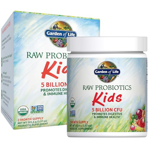 Garden Of Life Raw Probiotics Kids - 5 Billion Cfu - Whole Food Probiotic For Gut Health & Immune Support - For Children Ages 1 Year & Older 60 Servings
