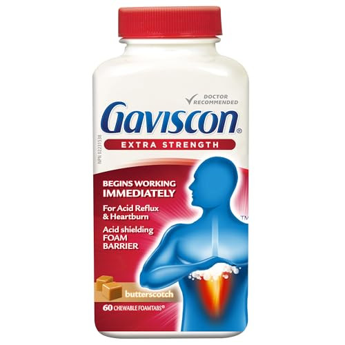 Gaviscon Extra Strength Butterscotch Antacid Tablets 60 Count
