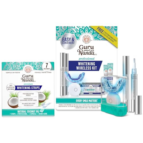 Gurunanda Ultimate Whitening Duo Professional Led Whitening Kit & 7-Day Whitening Strips For Removing Surface Stains & Achieving A Brighter Smile On-The-Go