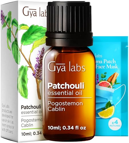 Gya Labs Patchouli Essential Oil For Diffuser & Cedarwood Oil For Hair Set - Aromatherapy Grade Essential Oils Set - 2X0.34 Fl Oz - Gya Labs
