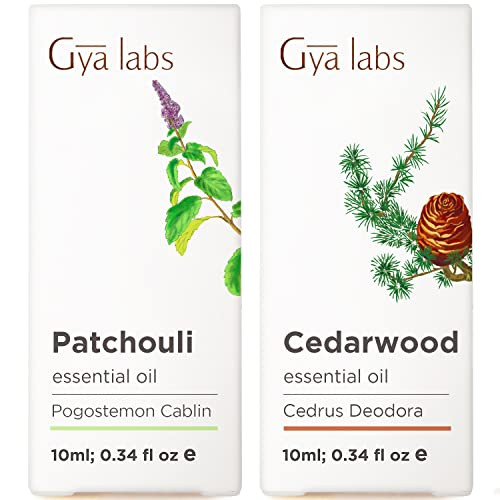 Gya Labs Patchouli Essential Oil For Diffuser & Cedarwood Oil For Hair Set - Aromatherapy Grade Essential Oils Set - 2X0.34 Fl Oz - Gya Labs