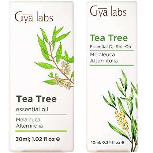 Gya Labs Tea Tree Oil For Skin (30Ml) & Tea Tree Roll On (10Ml) Set - Aromatherapy Grade Essential Oils Set - Gya Labs