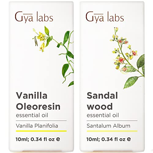 Gya Labs Vanilla Essential Oil For Skin & Sandalwood Essential Oils For Diffuser Set - Aromatherapy Grade Essential Oils Set - 2X0.34 Fl Oz - Gya Labs