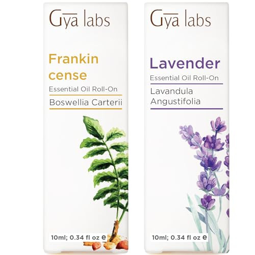 Gya Labs Frankincense & Lavender Roll On Set - Essential Oils Aromatherapy Roll On With Essential Oil Set - 2X0.34 Fl Oz - Gya Labs