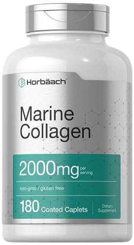 Horb Ach Marine Collagen Peptides 2000Mg 180 Caplet Capsules Type 1 With Calcium Non-Gmo Gluten Free Supplement