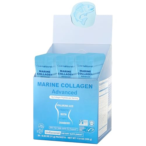 Hugrose Marine Collagen Peptides Wild-Caught Non-Gmo Verified Hydrolyzed Collagen Peptides With Vitamin C Hyaluronic Acid And Biotin Msc-Certified Unflavored Travel Packs 11G 30 Individual Packets