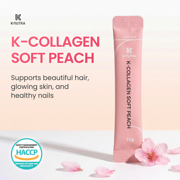 K-Nutra K-Collagen Soft Peach (15.9Oz 30 Sticks) - Holiday s - Skin Hair Nail Health Tasty Jelly Fast Absorption. Low-Molecular Marine Collagen Vitamin C