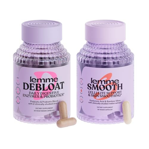 Lemme Debloat And Smooth Bundle - Prebiotic Probiotic & Digestive Enzyme Capsules For Bloating & Gas Relief Reduce Cellulite Plump Skin Smooth Cellulite