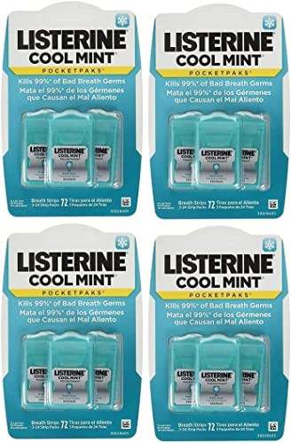 Listerine Cool Mint Pocketpaks Breath Strips 12-24-Strip Pack Total 288 Strips