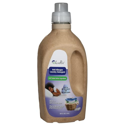 Livepure Anti-Allergen 50 Oz Laundry Detergent For Dust Mites Pet Dander Allergies