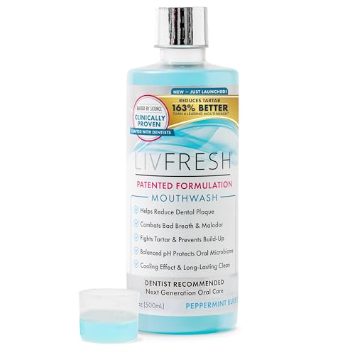 Livfresh Mouthwash Clinically Proven 163 Better Tartar Control 114 Better Gum Health 72 Better Plaque Reduction 38 Better At Eliminating Bad Breath Peppermint Burst 16.9 Fl Oz