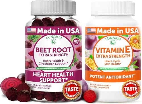 Lunakai Beet Root And Vitamin E With C Gummies Bundle Antioxidant And Wellness Support