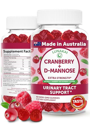 Lunakai Cranberry Gummies For Women 1500Mg (50 1 Extract) With D-Mannose 200Mg - Daily Cranberry Supplement For Urinary Tract Health & Bladder Support Non-Gmo Made In Australia 60Ct