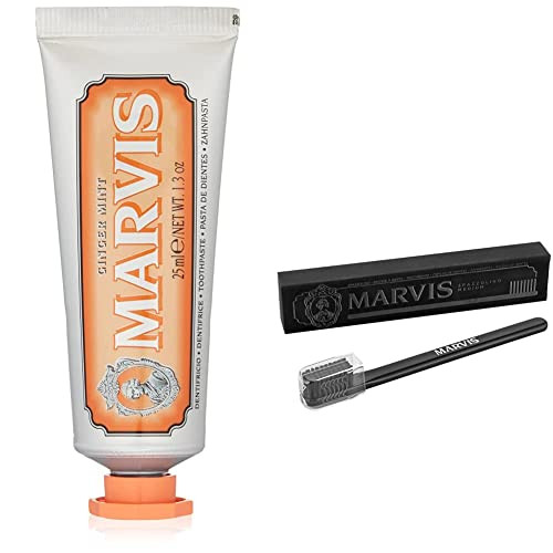 Marvis Tsa Approved Ginger Mint Toothpaste 1.3 Oz & Medium Toothbrush