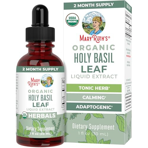 Maryruth'S Organics Holy Basil Sugar Free Tulsi Holy Basil Herbal Liquid Drops Antioxidant Cognitive Function Digestive Support Energy Levels Vegan Non-Gmo 1 Fl Oz