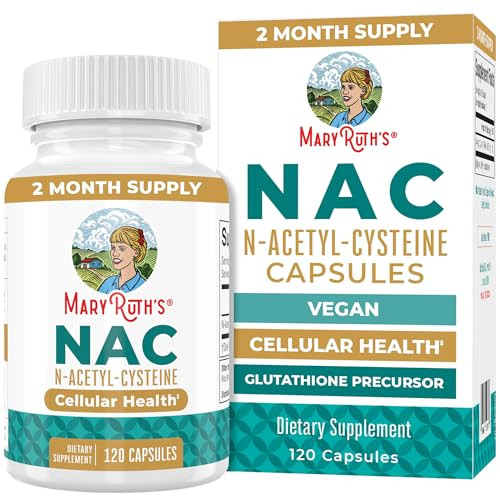 Maryruth'S Organics Nac Supplement N-Acetyl Cysteine 2 Month Supply Nac 1000Mg Per Serving Vegan Capsules Gluthamine Precursor Amino Acid Non-Gmo Gluten Free 120 Count 60 Servings