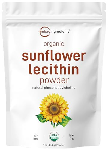 Micro Ingredients Organic Sunflower Lecithin Powder 1 Pound Sustainable Farmed Cold Pressed Rich In Phosphatidyl Choline And Protein Making Liposomal Vitamin C Lactation Supplement Non-Gmo
