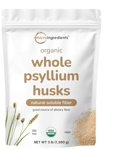 Micro Ingredients Organic Whole Psyllium Husks 3Lbs Daily Soluble Fiber Supplement With Prebiotics Psyllium Husk Sourced From India Non-Gmo Keto Friendly Vegan
