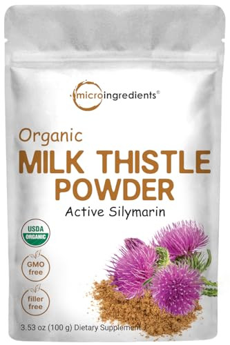 Micro Ingredients Organic Milk Thistle Tea Powder 3.5 Ounces Up To 400 Servings Premium Milk Thistle Liver Detox Supplement Contains 80 Active Silymarin Non-Gmo Vegan Friendly Eco-Friendly Recyclable Bags
