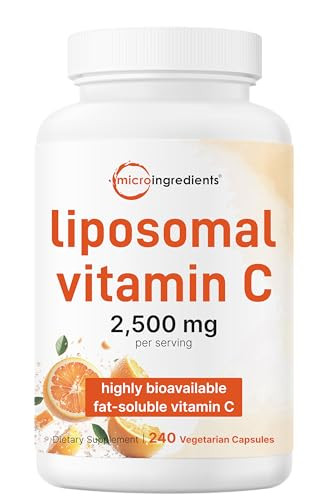 Micro Ingredients Liposomal Vitamin C 2500Mg 240 Veggie Capsules Highly Bioavailable Fat Soluble Form Immune Support & Antioxidant Supplement Liposomal Delivery For Superior Absorption Non-Gmo Gluten Free
