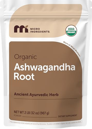 Micro Ingredients Organic Ashwagandha Root Powder 2 Lb 453 Servings Pure Withania Somnifera Root Ancient Ayurvedic Herb