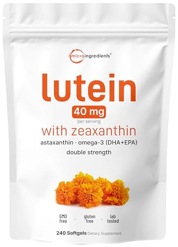 Micro Ingredients Lutein & Zeaxanthin 40Mg Softgels 240 Count With Astaxanthin Omega-3S & Phospholipids Eye Vision Health Vitamins Third Party Tested Non-Gmo Gluten Free