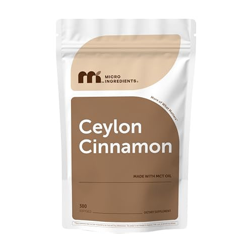 Micro Ingredients Ceylon Cinnamon 300 Softgels Cinnamon Supplements With Mct Oil Non-Gmo Gluten Free