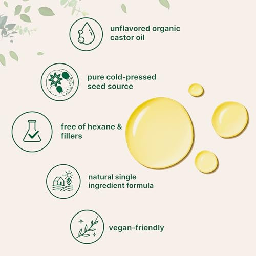 Micro Ingredients Cold Pressed Organic Castor Oil 32 Fl Oz 100 Pure Unrefined and  Hexane Free Organic Carrier Oil For Hair Skin Eyelashes and  Face Sourced In India Usda Certified Non Gmo