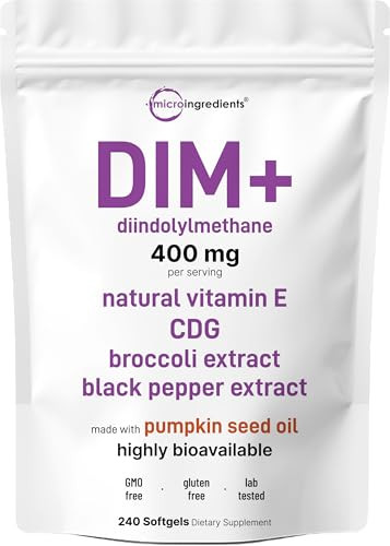 Micro Ingredients Dim Supplement 400Mg For Men & Women 240 Softgels With Pumpkin Seed Oil Highly Bioavailable 7-In-1 Complex With Vitamin E Cdg Broccoli & Black Pepper Extract