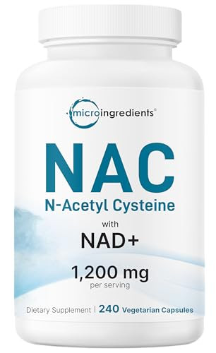 Micro Ingredients Nac With Nad 240 Vegetarian Capsules 1200 Mg Per Serving 2-In-1 N-Acetyl-L-Cysteine With Nicotinamide Adenine Dinucleotide Non-Gmo Cgmp Manufactured