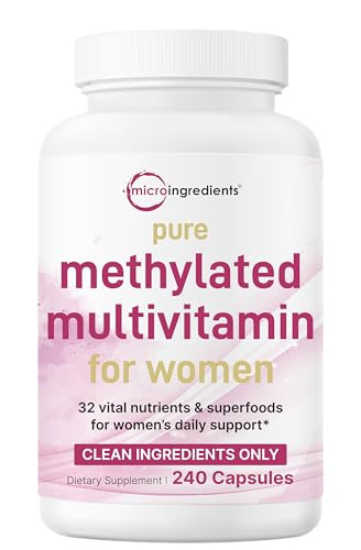 Micro Ingredients Pure Methylated Multivitamin For Women 240 Capsules 32-In-1 Formula With Vitamin B C D Iron Methylfolate & More Supports Women 'S Daily Wellness Filler Free Non-Gmo