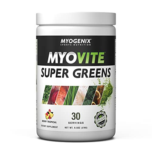 Myogenix Myovite Super Greens Supplement Powder - Super Greens Powder For Men And Women Daily Vitamin Supplement For Optimum Nutrition Grown In Usa - Organic Supplements 30 Servings